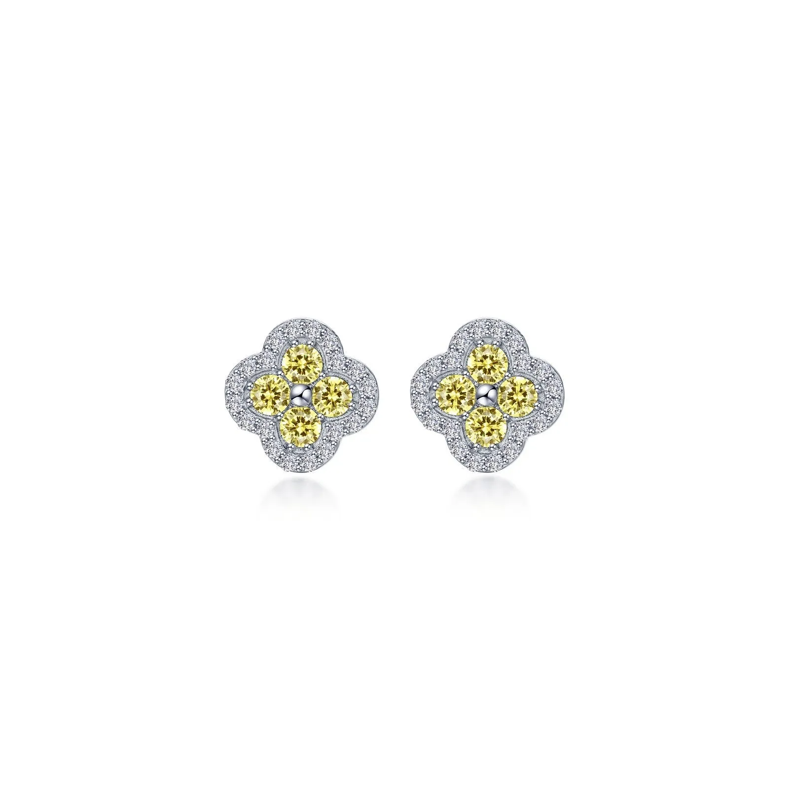 0.8 CTW Flower Halo Stud Earrings