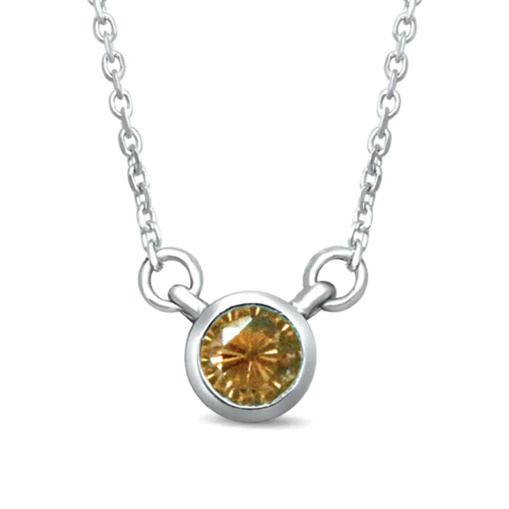 10K White Gold 1/10 Ctw Diamond Citrine Necklace ( Color G-H, Clarity I1-I2 )