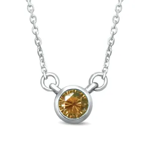10K White Gold 1/10 Ctw Diamond Citrine Necklace ( Color G-H, Clarity I1-I2 )