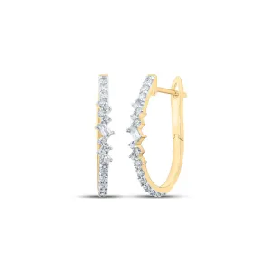 10kt Golden Radiance Baguette Diamond Hoop Earrings