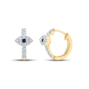 10kt Yellow Gold Mesmerizing Blue Sapphire Diamond Hoop Earrings
