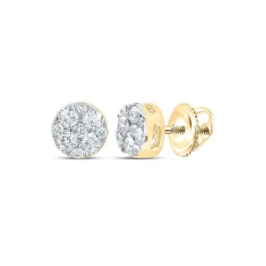 10kt Yellow Gold Sparkling Diamond Cluster Earrings: Timeless Elegance and Brilliant Shine