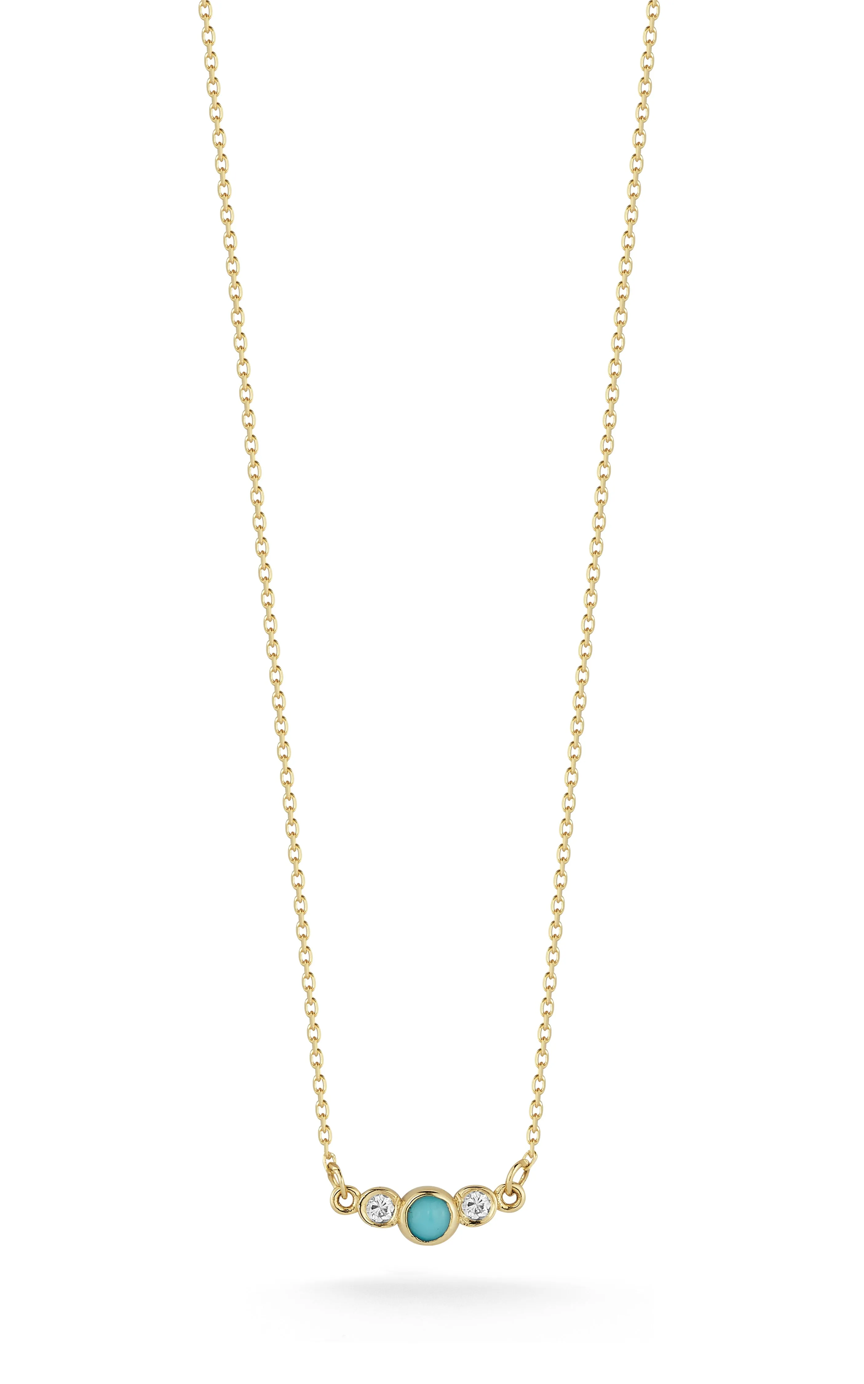 14K Gold, Diamond & Turquoise Necklace