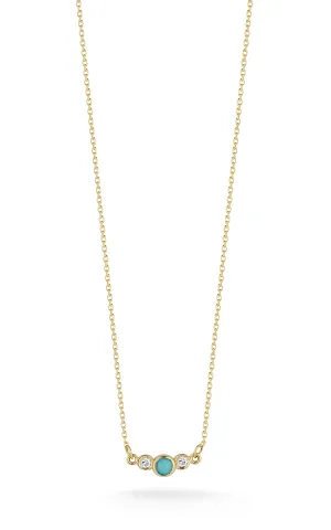 14K Gold, Diamond & Turquoise Necklace