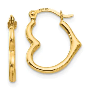 14K Gold Heart Shaped Hoop Earrings with Polished Nickel-Free Finish