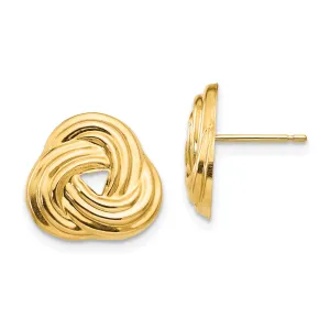 14K Gold Love Knot Earrings with Polished Finish, Nickel Free