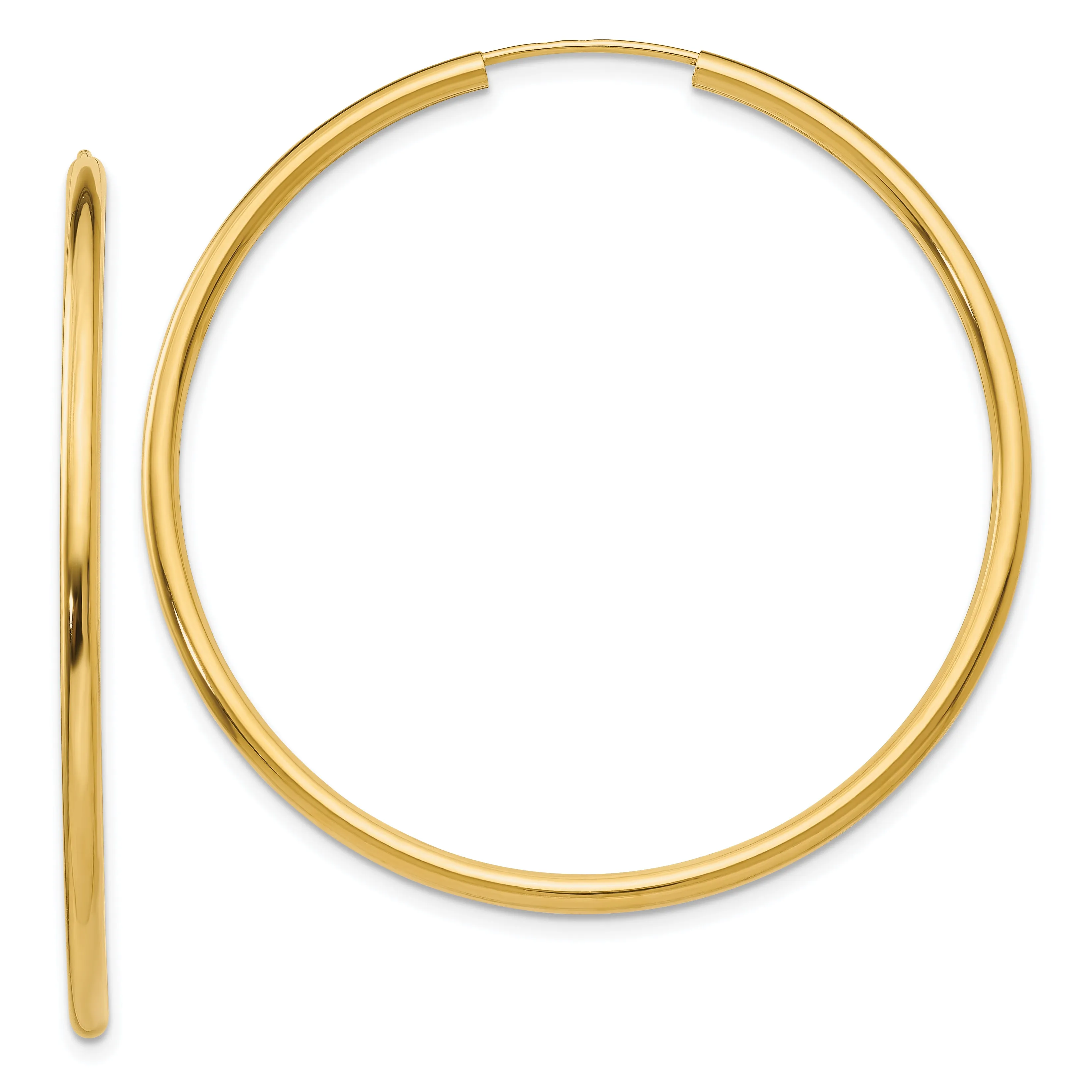 14K Gold Polished Endless Hoop Earrings 45mm Elegant Timeless Style
