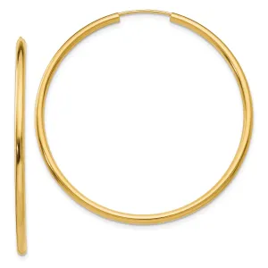 14K Gold Polished Endless Hoop Earrings 45mm Elegant Timeless Style