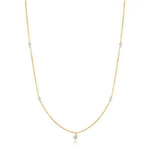 14kt Gold Pearl and White Sapphire Necklace