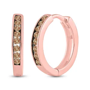 14kt Rose Gold Brown Diamond Hoop Earrings: Timeless Elegance and Sophistication