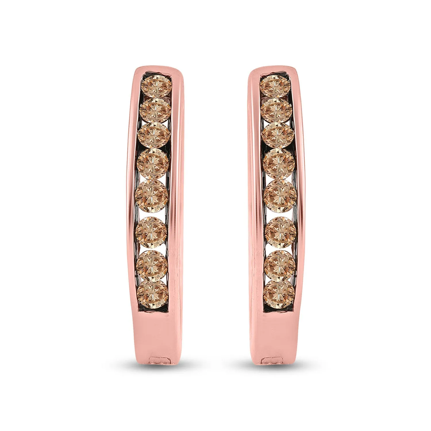 14kt Rose Gold Brown Diamond Hoop Earrings: Timeless Elegance and Sophistication