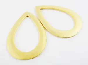 2 Medium Smooth Flat Teardrop Loop Pendants - 22k Matte Gold Plated - 2 PC