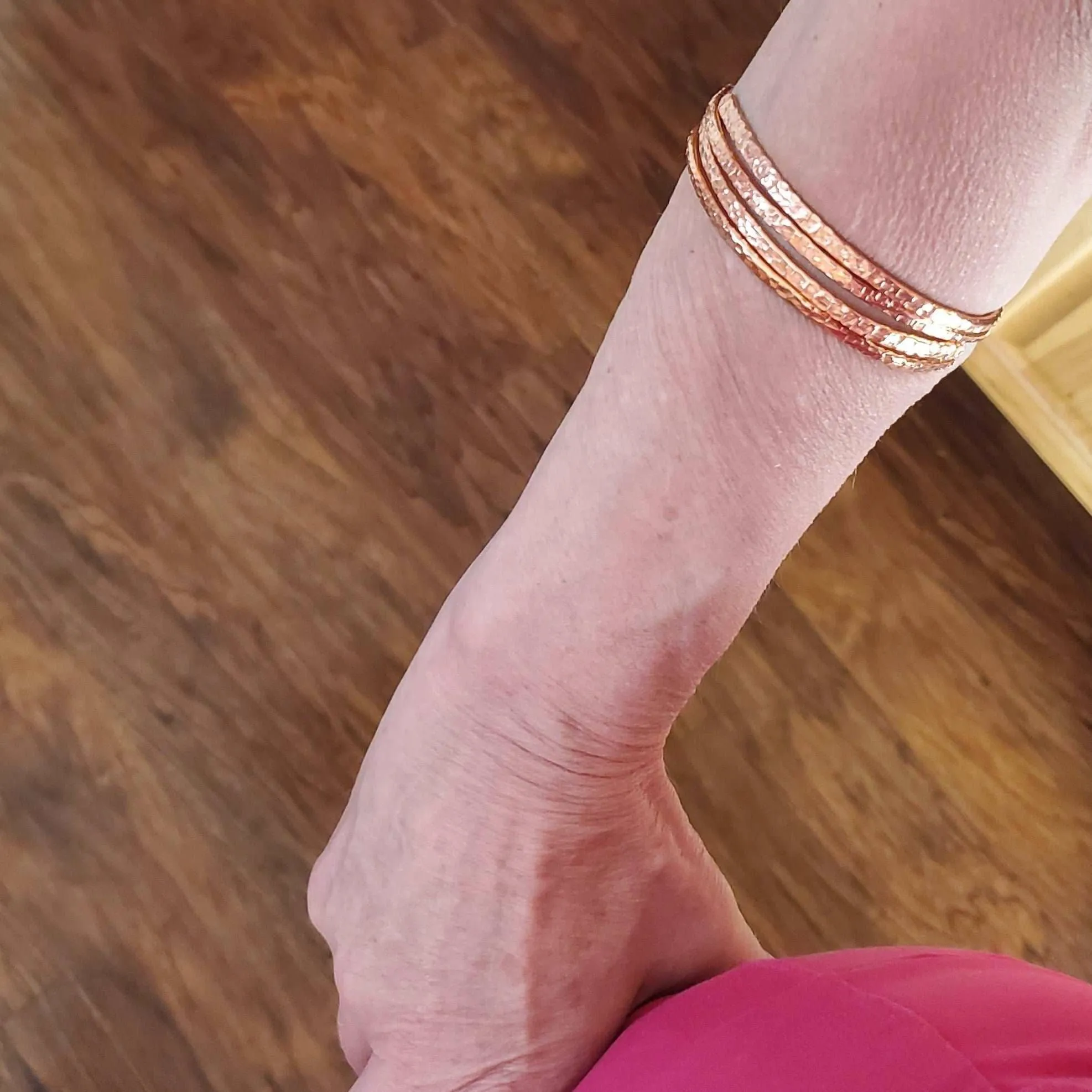 2 Piece Handmade Interlocking Full Overlap Copper Bangle Set by Alexa Martha Designs