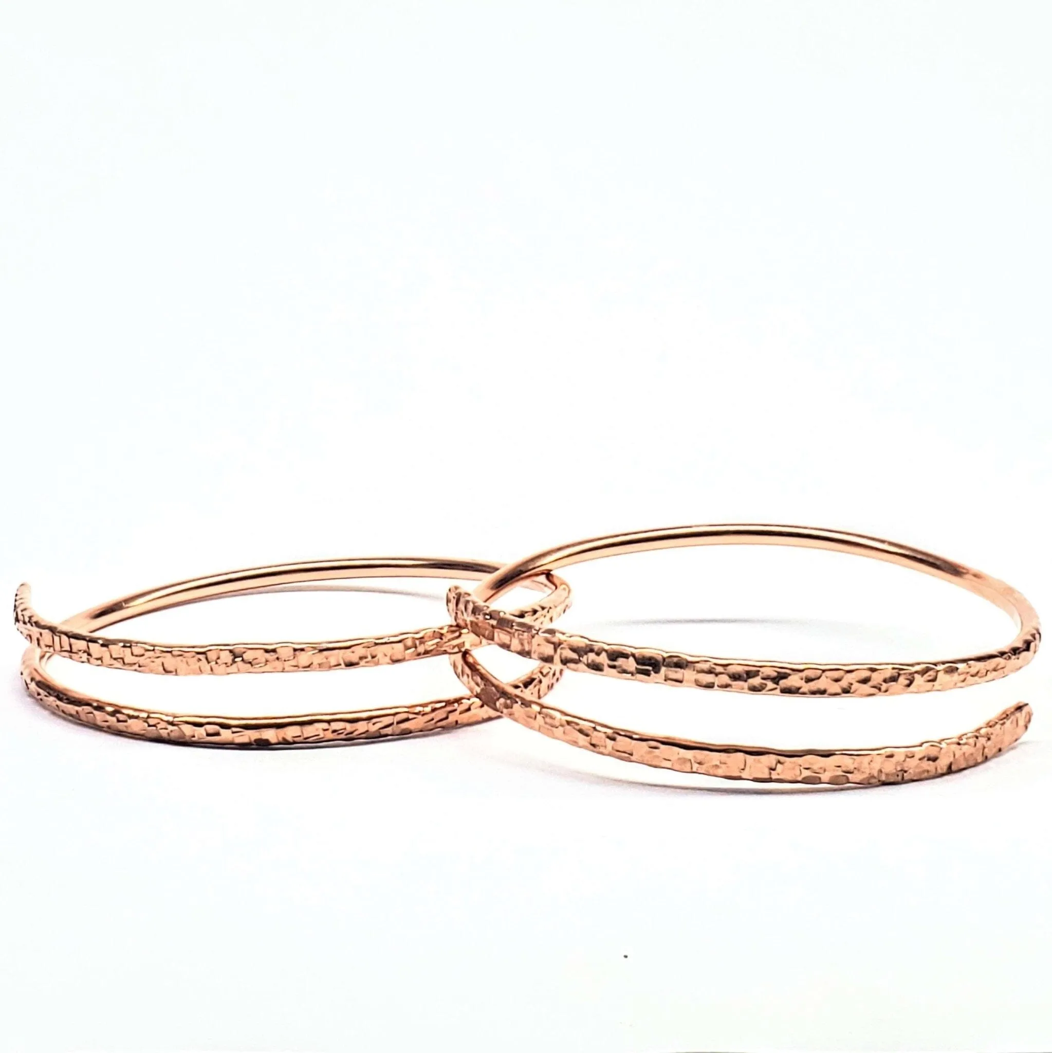2 Piece Handmade Interlocking Full Overlap Copper Bangle Set by Alexa Martha Designs