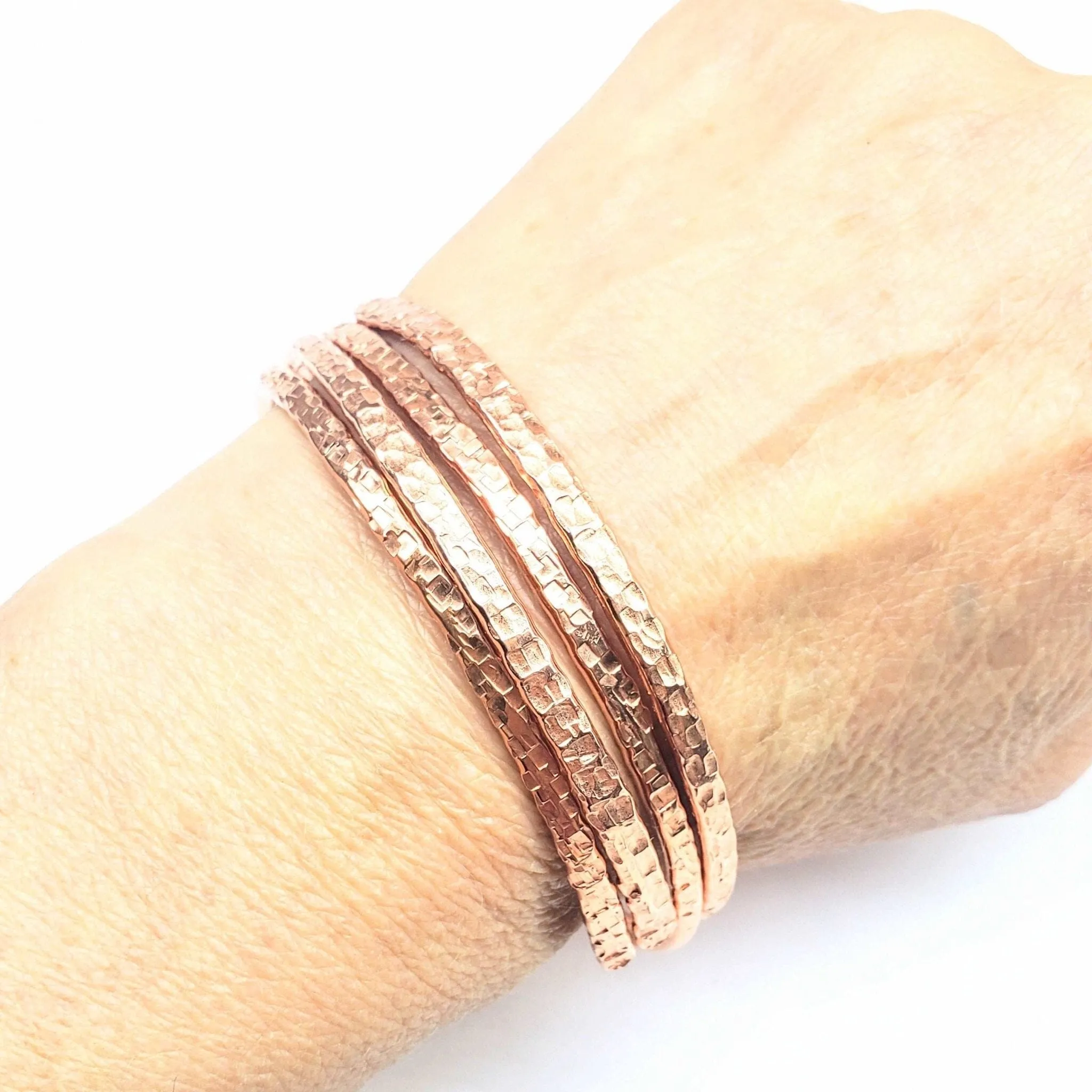 2 Piece Handmade Interlocking Full Overlap Copper Bangle Set by Alexa Martha Designs