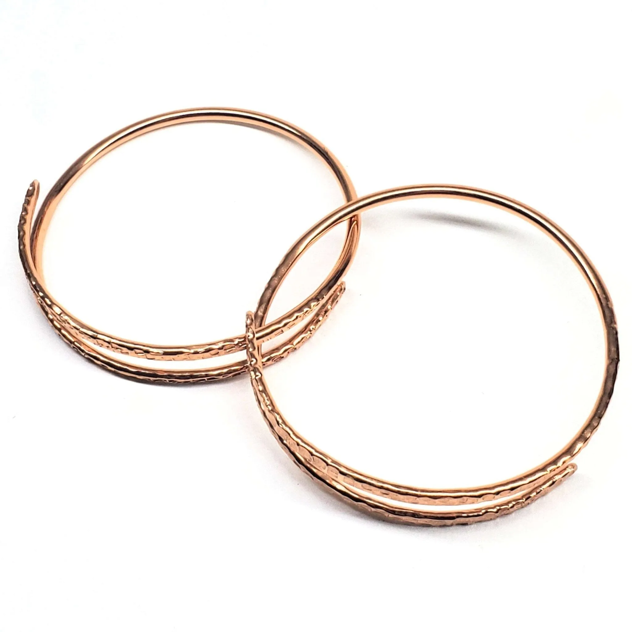 2 Piece Handmade Interlocking Full Overlap Copper Bangle Set by Alexa Martha Designs
