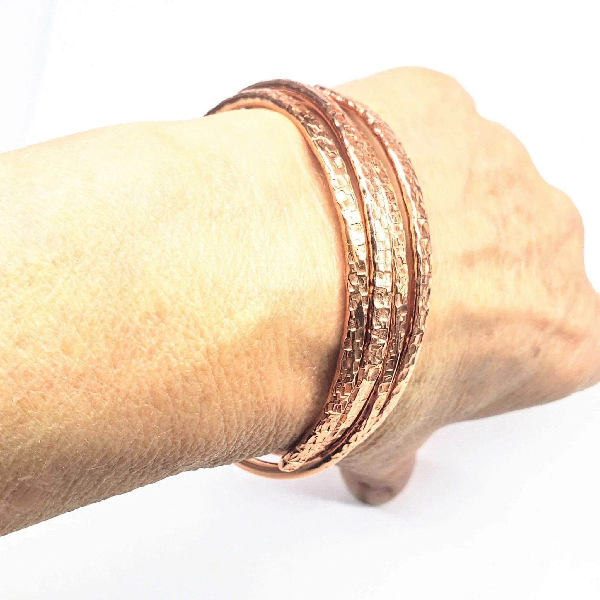 2 Piece Handmade Interlocking Full Overlap Copper Bangle Set by Alexa Martha Designs