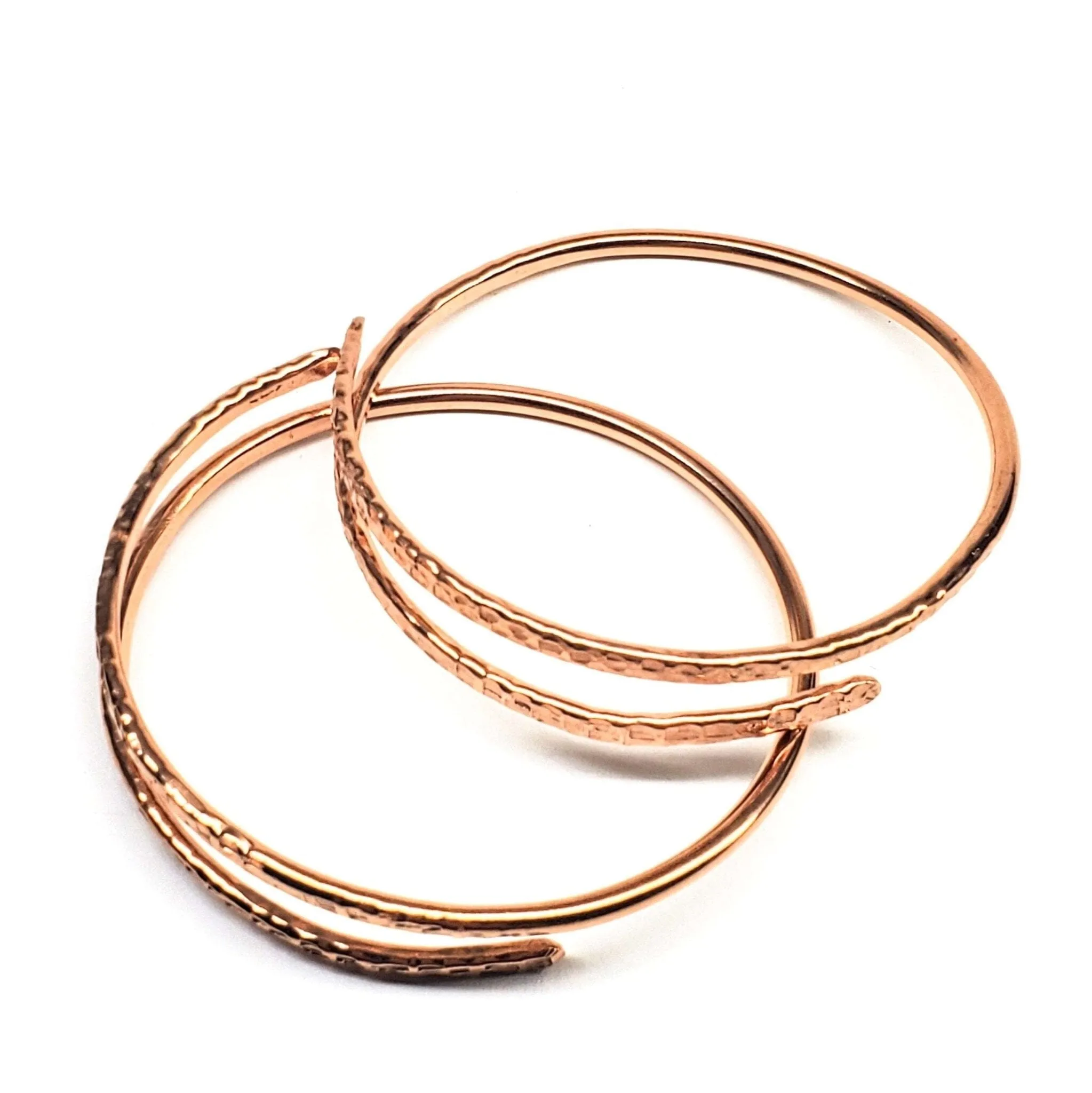 2 Piece Handmade Interlocking Full Overlap Copper Bangle Set by Alexa Martha Designs