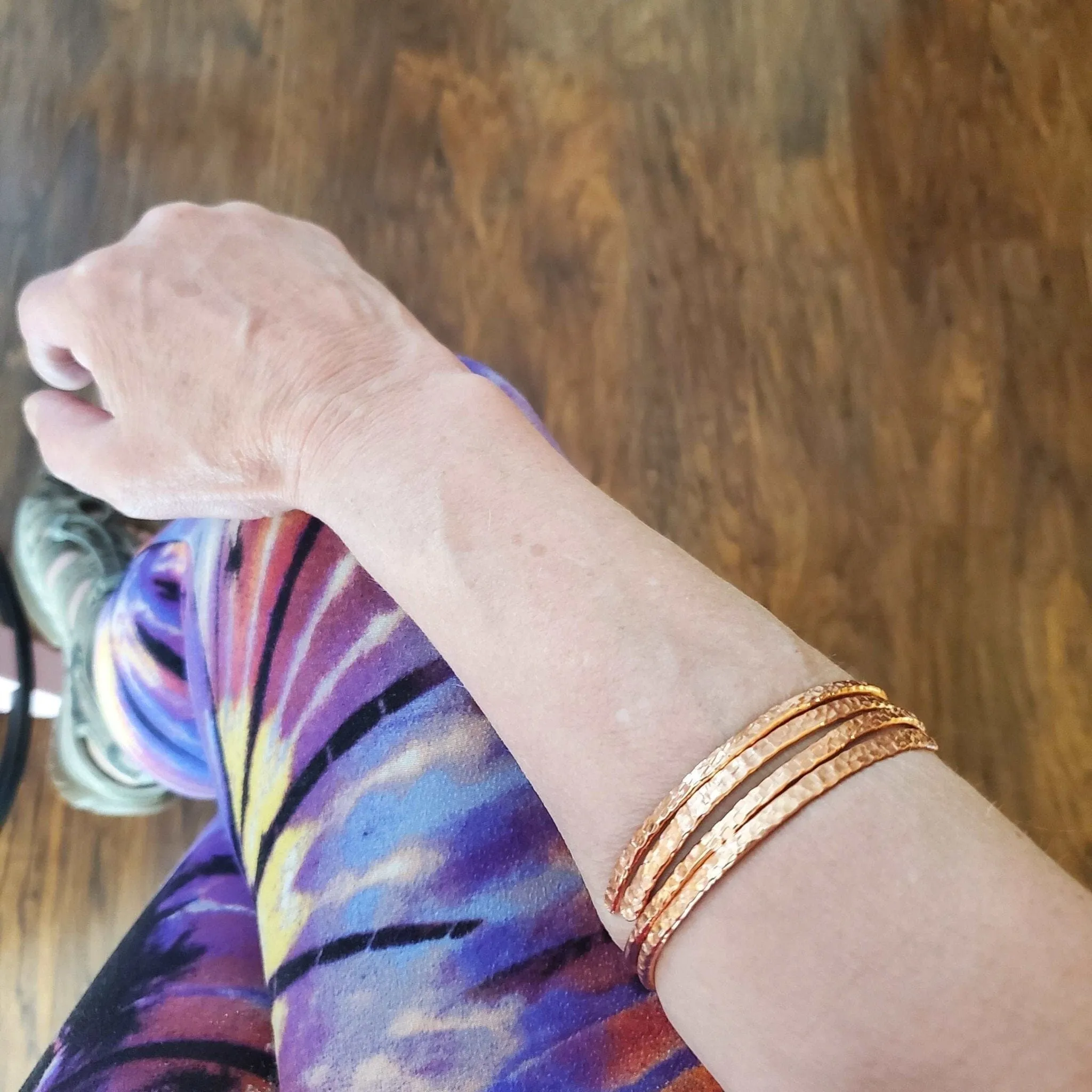 2 Piece Handmade Interlocking Full Overlap Copper Bangle Set by Alexa Martha Designs