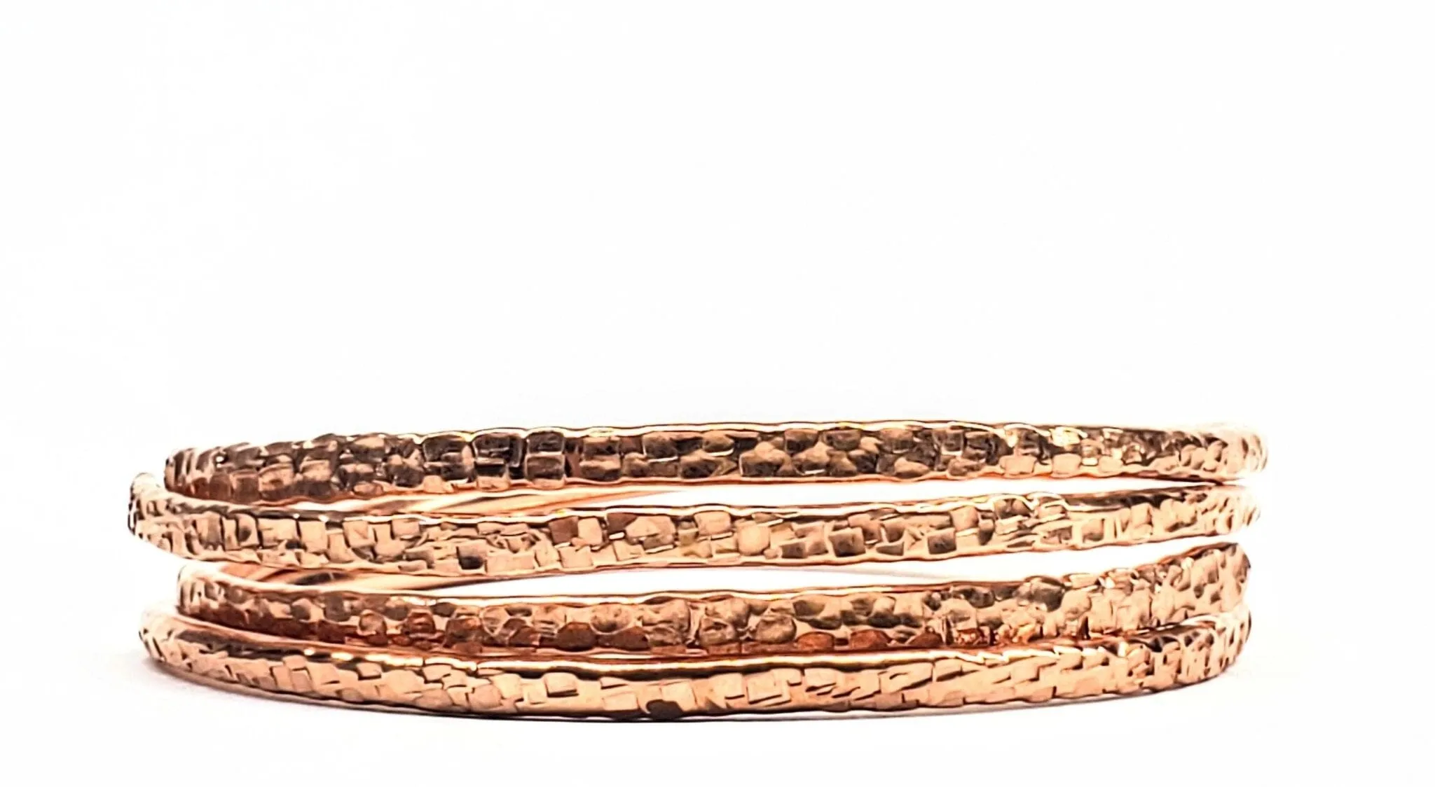 2 Piece Handmade Interlocking Full Overlap Copper Bangle Set by Alexa Martha Designs