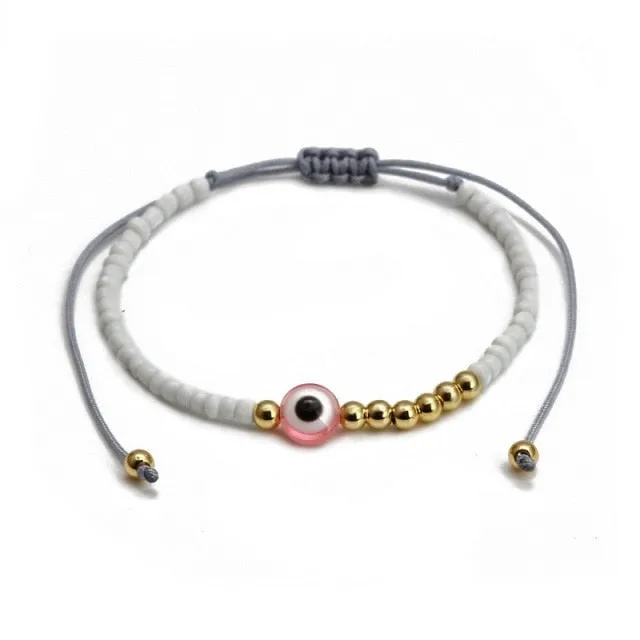 2021 Charm Blue Evil Eye Lucky Bracelet Glass Bead Bangle Women Men Jewelry Gift