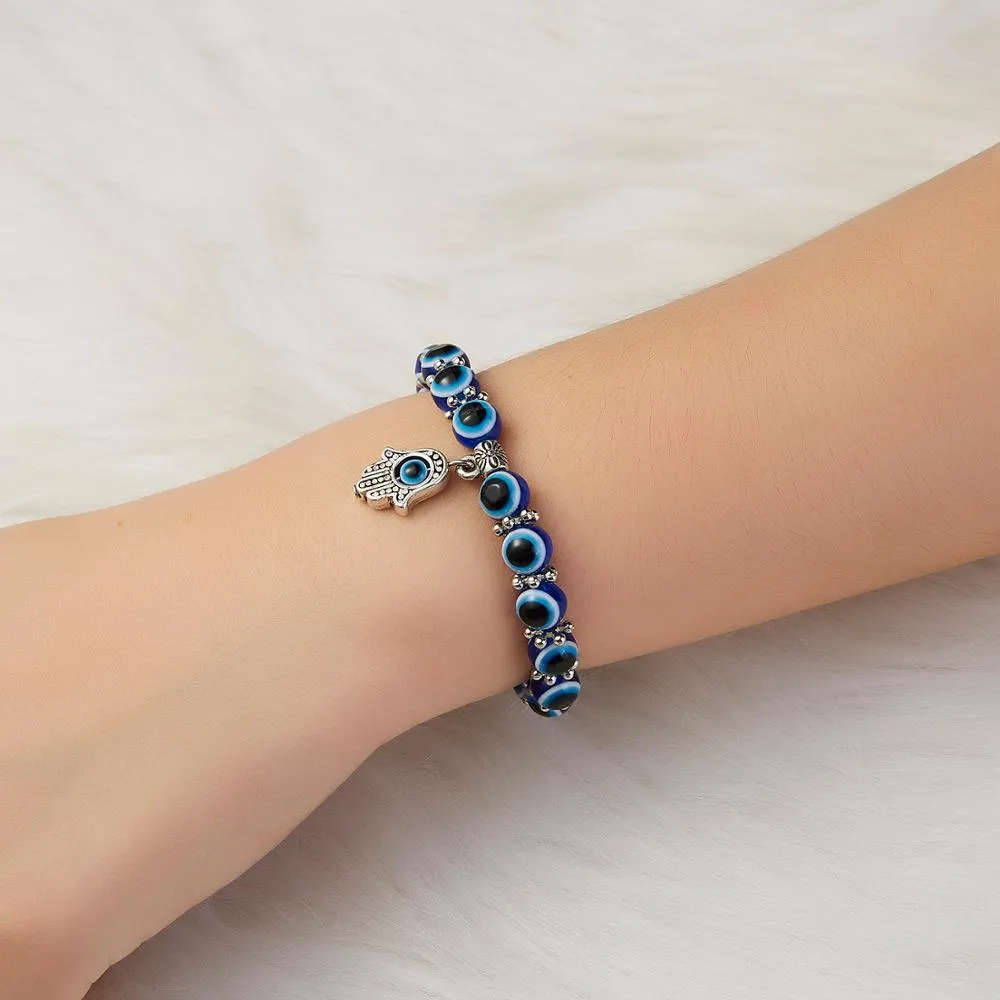 2021 Charm Blue Evil Eye Lucky Bracelet Glass Bead Bangle Women Men Jewelry Gift