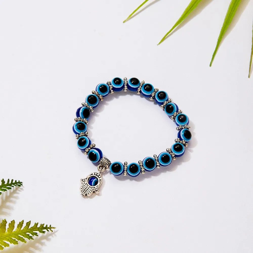 2021 Charm Blue Evil Eye Lucky Bracelet Glass Bead Bangle Women Men Jewelry Gift