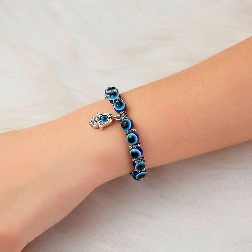 2021 Charm Blue Evil Eye Lucky Bracelet Glass Bead Bangle Women Men Jewelry Gift
