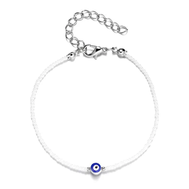 2021 Charm Blue Evil Eye Lucky Bracelet Glass Bead Bangle Women Men Jewelry Gift