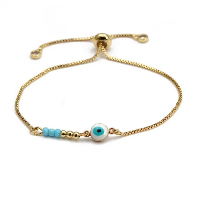 2021 Charm Blue Evil Eye Lucky Bracelet Glass Bead Bangle Women Men Jewelry Gift