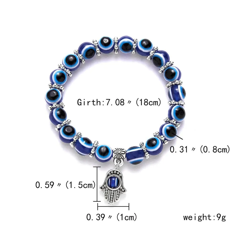 2021 Charm Blue Evil Eye Lucky Bracelet Glass Bead Bangle Women Men Jewelry Gift