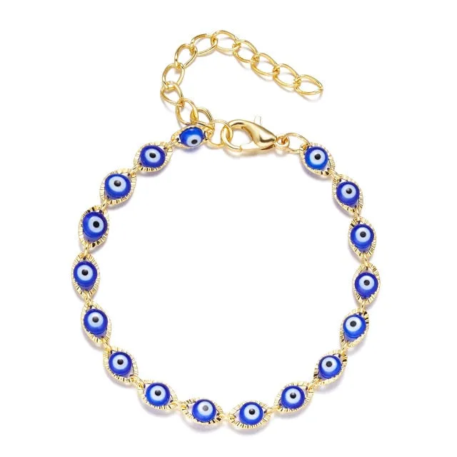 2021 Charm Blue Evil Eye Lucky Bracelet Glass Bead Bangle Women Men Jewelry Gift