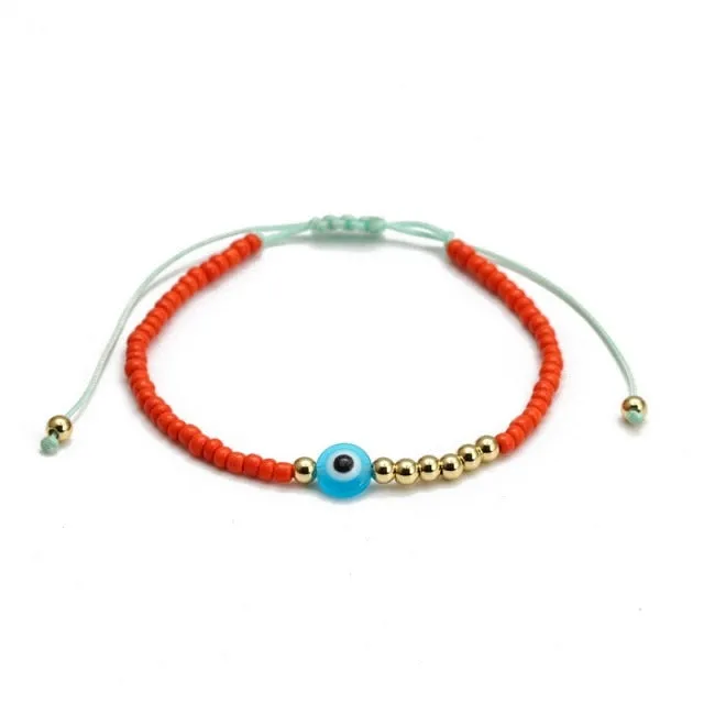 2021 Charm Blue Evil Eye Lucky Bracelet Glass Bead Bangle Women Men Jewelry Gift