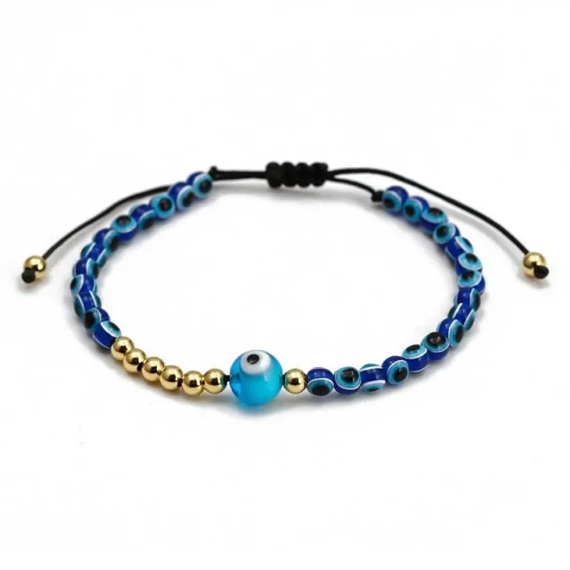 2021 Charm Blue Evil Eye Lucky Bracelet Glass Bead Bangle Women Men Jewelry Gift