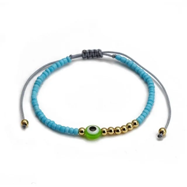 2021 Charm Blue Evil Eye Lucky Bracelet Glass Bead Bangle Women Men Jewelry Gift