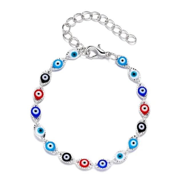 2021 Charm Blue Evil Eye Lucky Bracelet Glass Bead Bangle Women Men Jewelry Gift