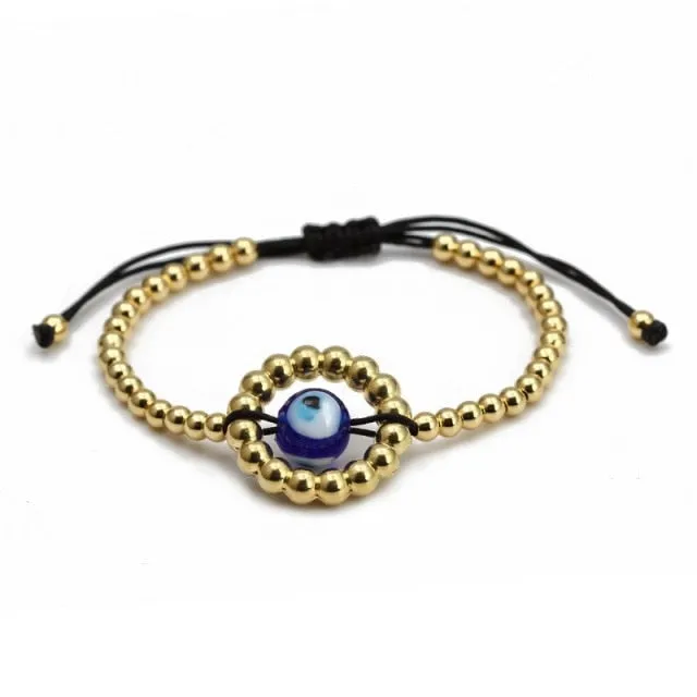 2021 Charm Blue Evil Eye Lucky Bracelet Glass Bead Bangle Women Men Jewelry Gift