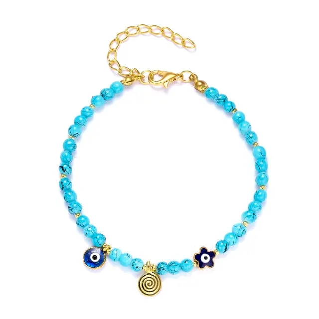 2021 Charm Blue Evil Eye Lucky Bracelet Glass Bead Bangle Women Men Jewelry Gift