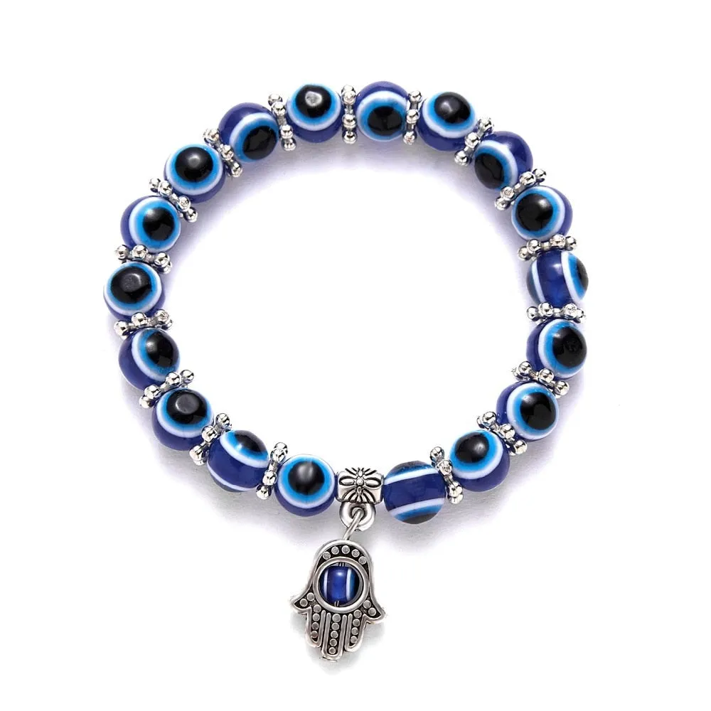 2021 Charm Blue Evil Eye Lucky Bracelet Glass Bead Bangle Women Men Jewelry Gift