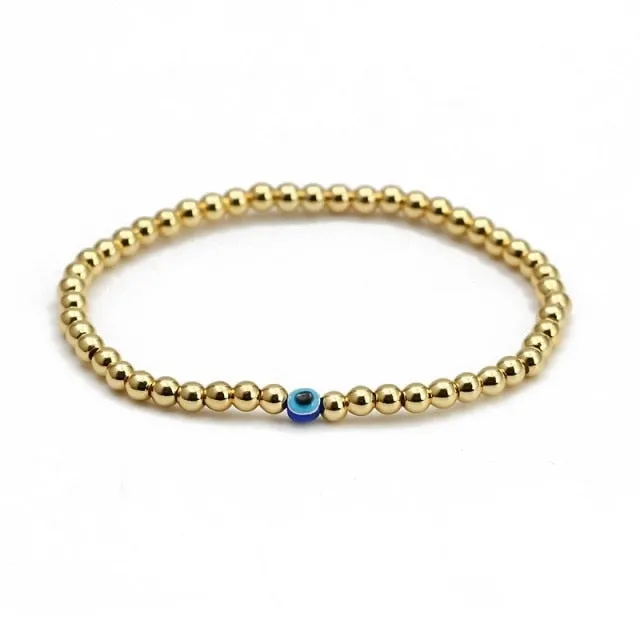 2021 Charm Blue Evil Eye Lucky Bracelet Glass Bead Bangle Women Men Jewelry Gift