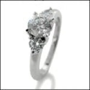 3 Stone 2.25 Round Center .80 Cubic Zirconia Cz Ring