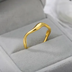 316L Stainless Steel Simple Fashion Weave Golden Ring For Women