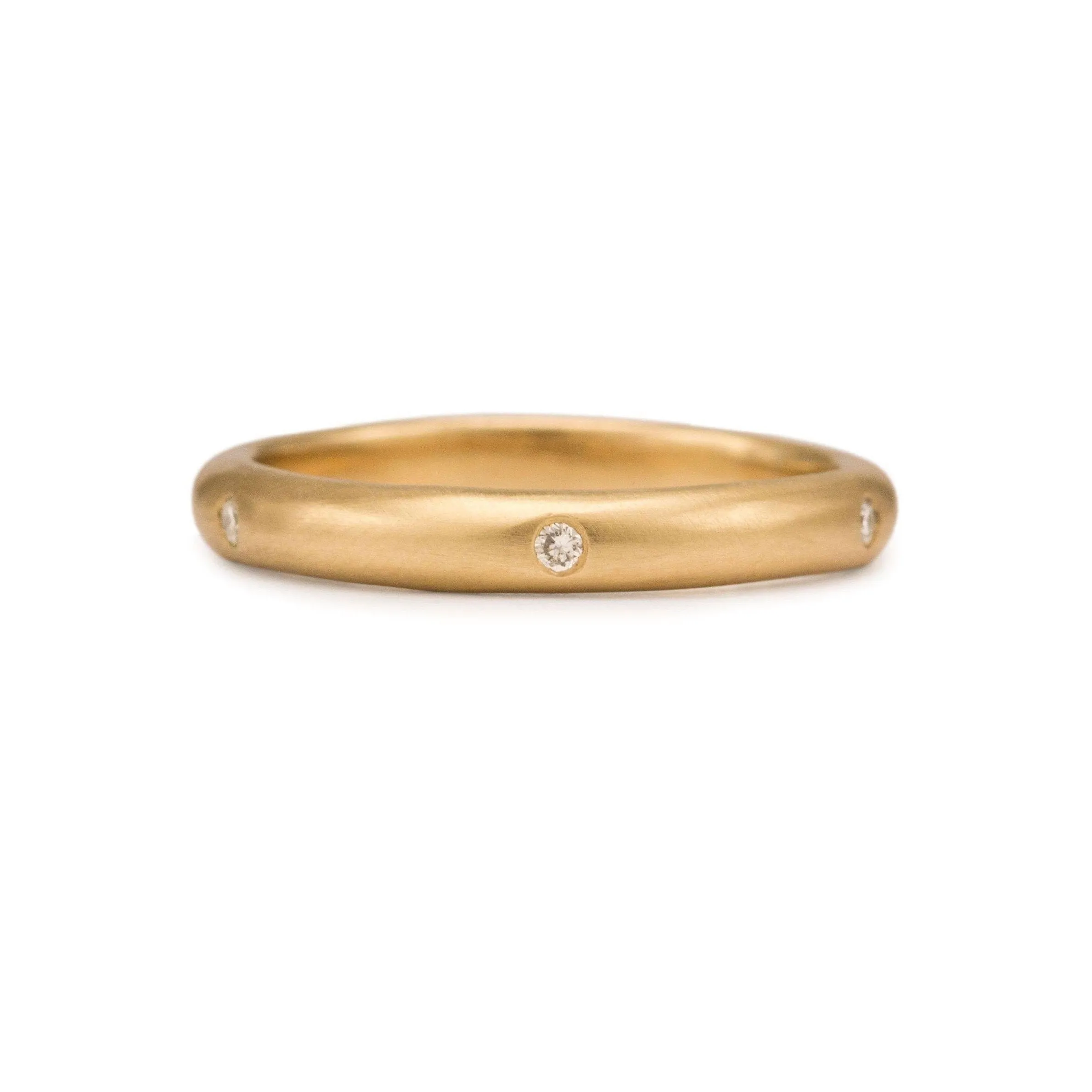 3mm Six Diamond Gold Wedding Ring