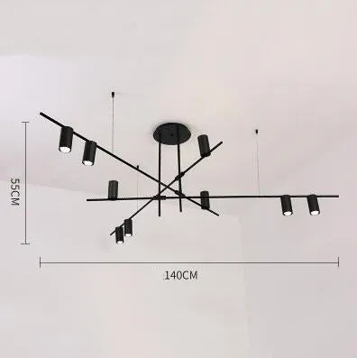 5 Lights Black LED Downlight Chandelier