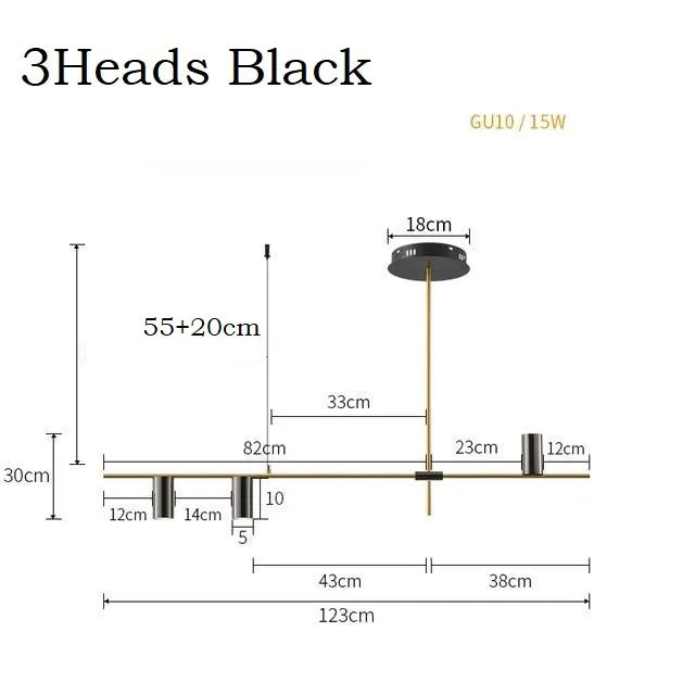 5 Lights Black LED Downlight Chandelier