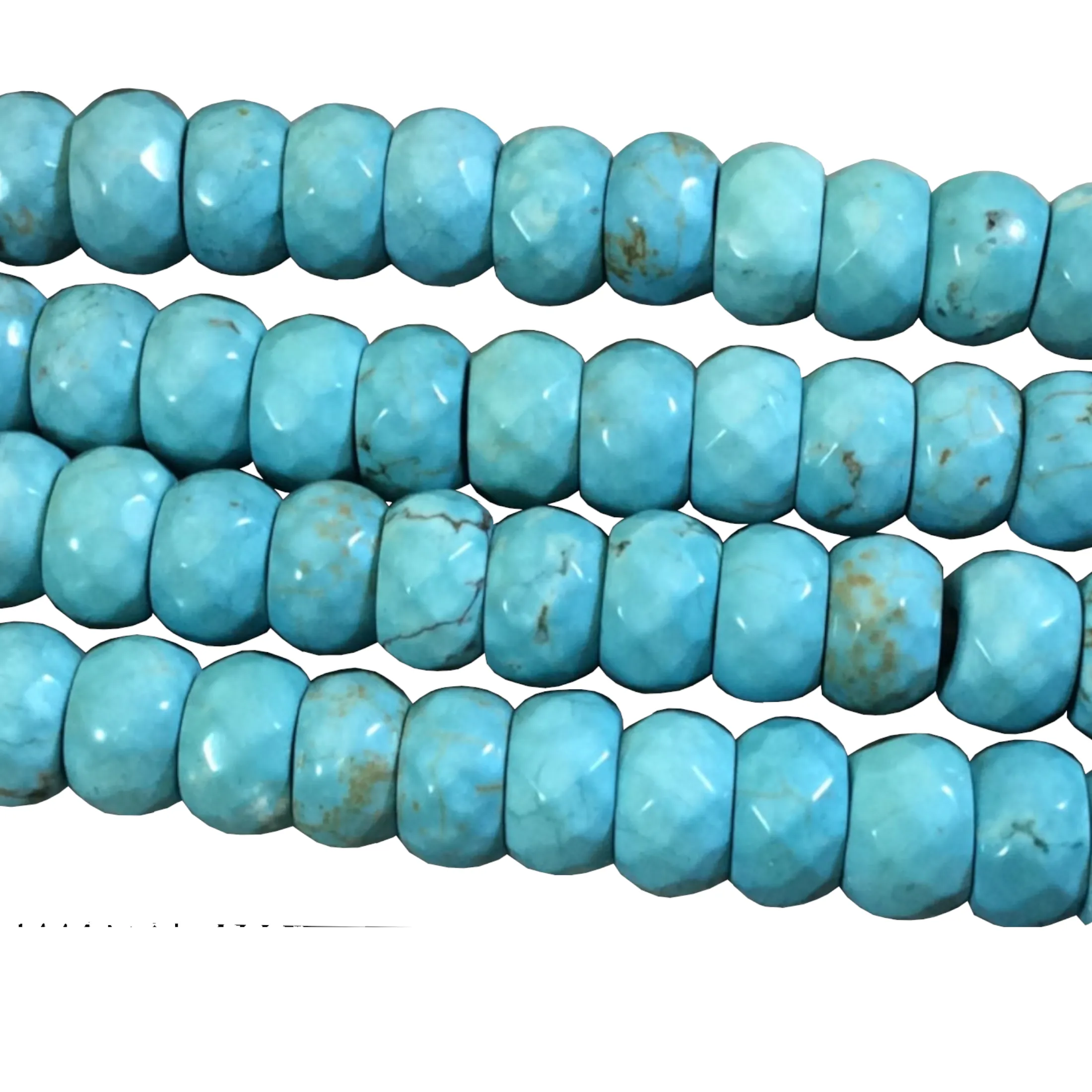 5mm x 8mm Mixed Dyed Blue Howlite Faceted Finish Rondelle Shaped Beads with 2-2.5mm Holes - 7.75" Strand (Aprx. 36 Beads) - LARGE HOLE BEADS