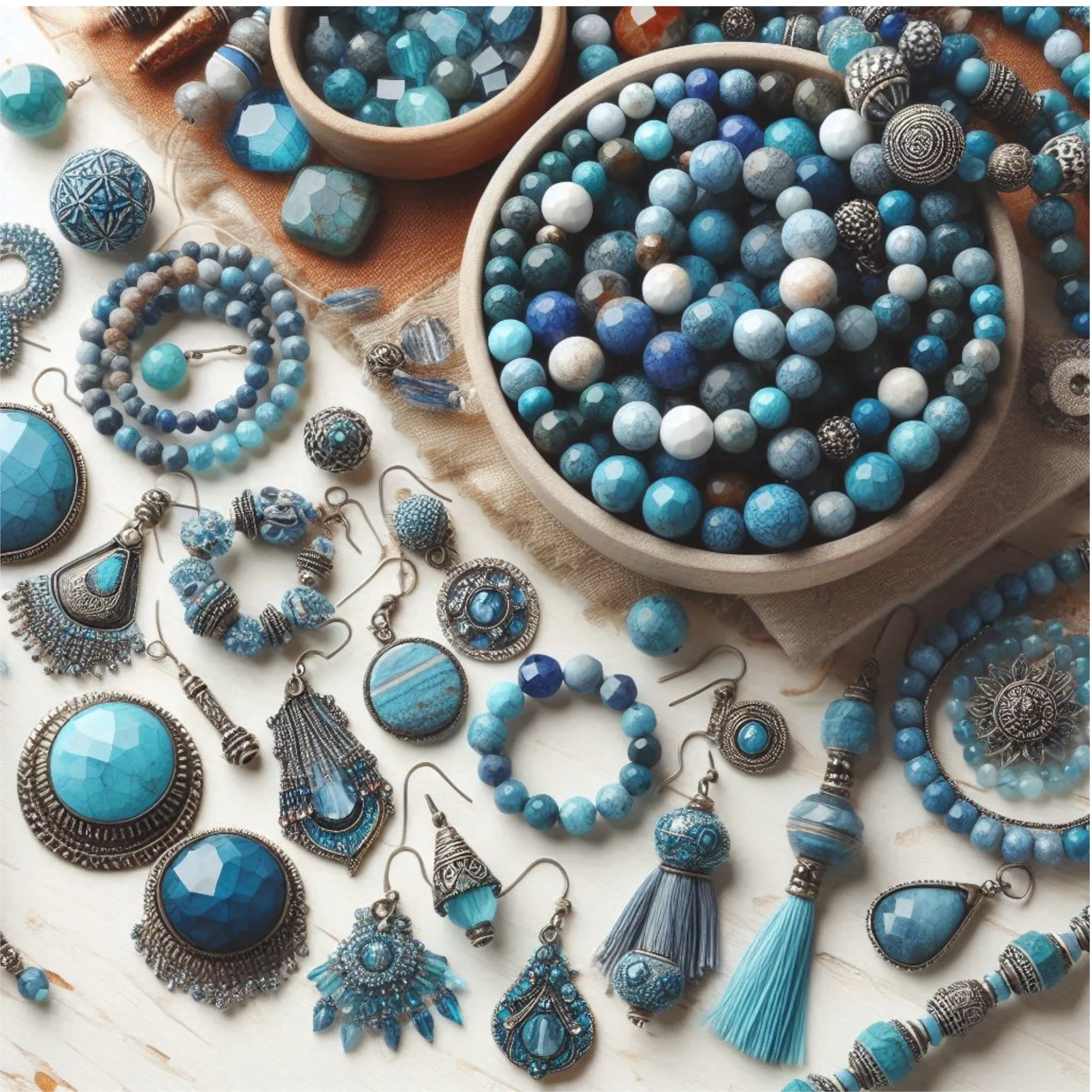 5mm x 8mm Mixed Dyed Blue Howlite Faceted Finish Rondelle Shaped Beads with 2-2.5mm Holes - 7.75" Strand (Aprx. 36 Beads) - LARGE HOLE BEADS