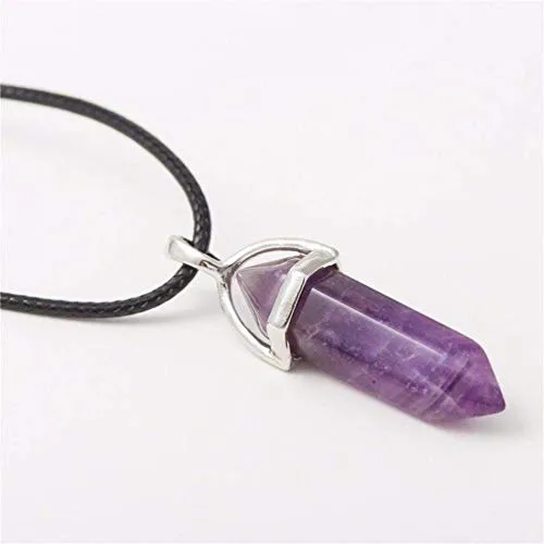 5pcs Crystal Necklace Hexagonal Pendant Gemstone Chakra Healing Crystal Necklace