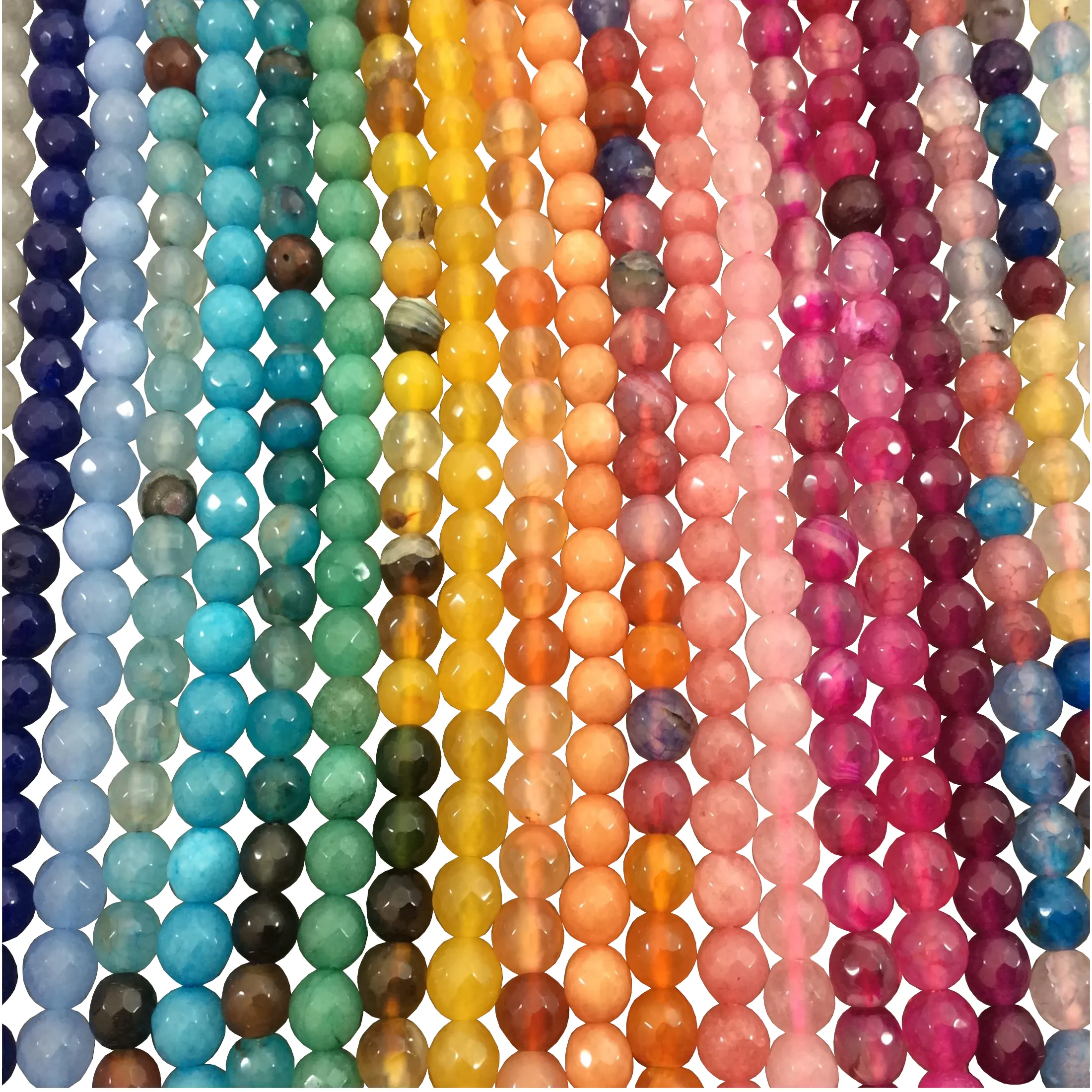 6mm Faceted Mixed Pale Blue/Brown Agate Round/Ball Shaped Beads - 15.5" Strand (Approximately 64 Beads) - Natural Semi-Precious Gemstone