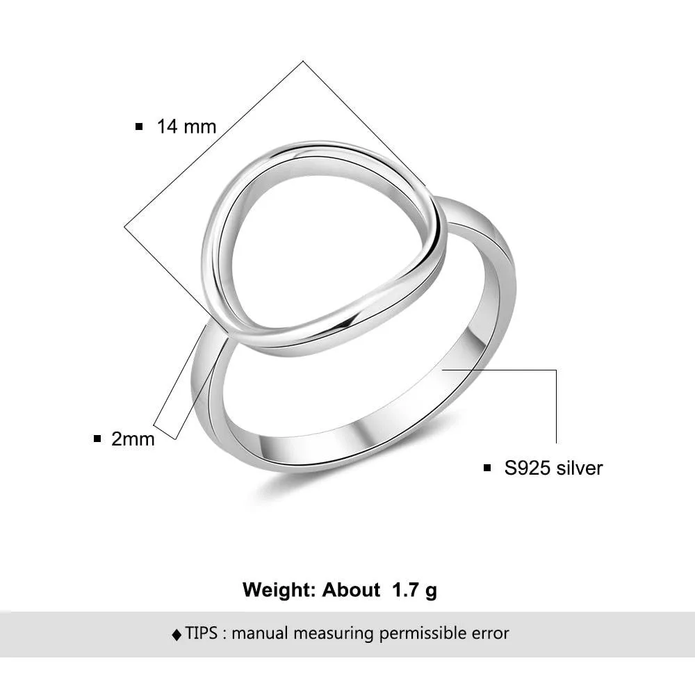 925 Sterling Silver Simple Style Hollow Round Rings